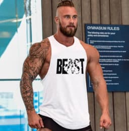 Gym Brand clothing Bodybuilding Fitness Mens running tanks workout BEAST print vest Stringer sportswear muscle undershirt