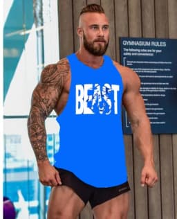 Gym Brand clothing Bodybuilding Fitness Mens running tanks workout BEAST print vest Stringer sportswear muscle undershirt