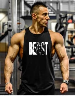 Gym Brand clothing Bodybuilding Fitness Mens running tanks workout BEAST print vest Stringer sportswear muscle undershirt