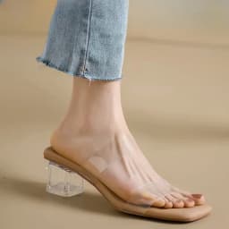 Summer Chunky Transparent Crystal High-heeled Sandals, Women's New Summer Wear Comfortable Soft Soles on The Sense of Sandals