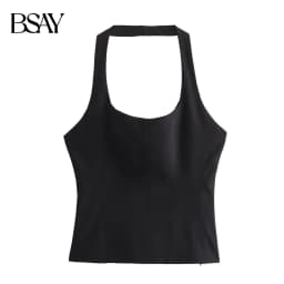 BSAY Women Fashion Summer White Halter Backless O-neck Comfortable Sling Crop Top Chic Female Sexy Streetwear Vest Mujer