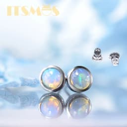 ITSMOS Natural Gemstone Opal 6mm Round Earrings Silver Post Lucky Hope Elf Studs Earring Lover Colorful Jewerly for Women Gift