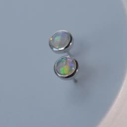 ITSMOS Natural Gemstone Opal 6mm Round Earrings Silver Post Lucky Hope Elf Studs Earring Lover Colorful Jewerly for Women Gift