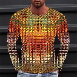 Men's T shirt Tee Graphic Gradient Crew Neck Clothing Apparel 3D Print Outdoor Daily Long Sleeve Print Fashion Designer Vintage