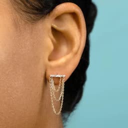 925 Sterling Silver Ear Needle Beautiful Chain Tassel Ear Acupuncture Pendant Fashion Luxurious Women's Wedding Wear Jewelry
