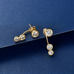 All Round Moissanite Diamond Ear Jacket Earrings 5mm&4mm&3.5mm 925 Real Silver Stud Earring for Women 2024 Unique Fine Jewelry