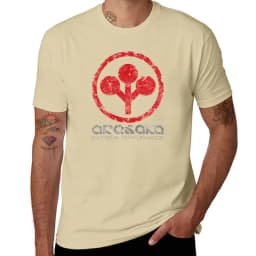 Cheavyweight streetwear anime clothes Distressed Arasaka Corp Logo T-Shirt Aesthetic clothing blacks workout shirts for men
