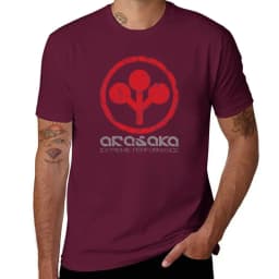 Cheavyweight streetwear anime clothes Distressed Arasaka Corp Logo T-Shirt Aesthetic clothing blacks workout shirts for men