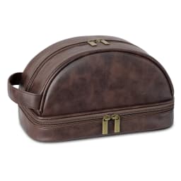 Men's Leather Makeup Bag for Travel Men's High-End Sense Large Capacity Storage Travel Wash Bag Waterproof Toiletry Bag