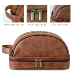 Men's Leather Makeup Bag for Travel Men's High-End Sense Large Capacity Storage Travel Wash Bag Waterproof Toiletry Bag
