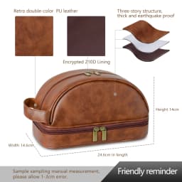 Men's Leather Makeup Bag for Travel Men's High-End Sense Large Capacity Storage Travel Wash Bag Waterproof Toiletry Bag