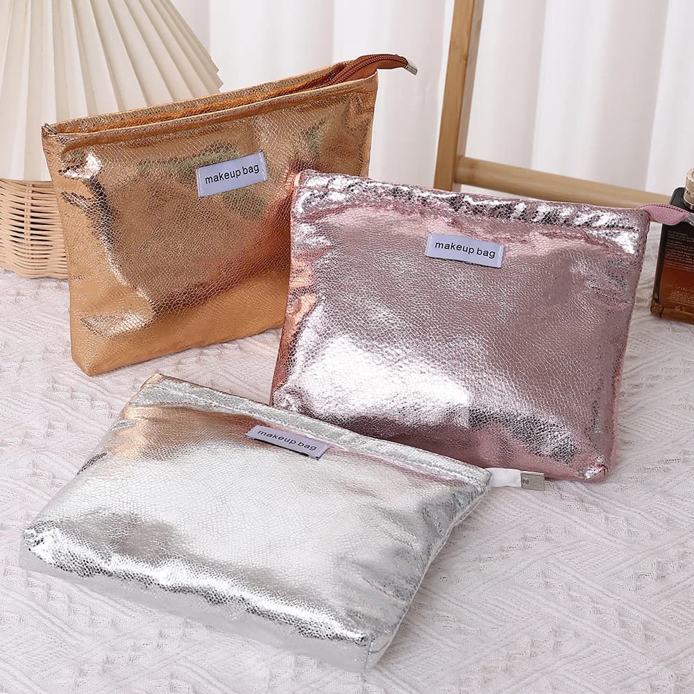 4 Colors Shiny Sequins Clutch Makeup Bag Portable Women Cosmetic Toiletries Storage Handbag Pouch Gold Organizer Zipper Bag