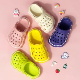 Kids' Summer Lovely EVA Garden Shoes Children Solid Color Toe Sandals Waterproof Breathable Slippers
