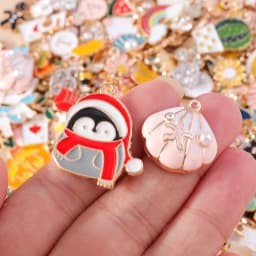 Leslie Mix Styles 20/30/50pcs Jewelry Making Charms Golden Enamel Plated Pendant For DIY Jewelry Making Handmade Accessories