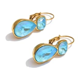 CARLIDANA Trendy Water Drop Colorful White Green Crystal Hoop Earrings Women Jewelry 18k Gold Plated Earrings Jewelry