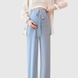 Plus Size Maternity Pant Summer Maternity Ice Silk Pant Summer Maternity Wear Wide-leg Pant Thin Outer Wear Loose Pleated Pant