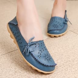 New Moccasins Women Flats Autumn sneakers Women Loafers Genuine Leather Female Shoes Slip On Ballet Bowtie Women Shoes Big Size