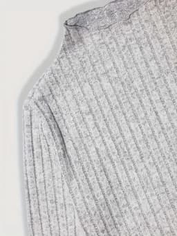Solid Ribbed Crew Neck Dress Elegant Long Sleeve Bodycon Lettuce Trim Dress Women's Clothing