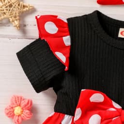 Newborn Baby Girl Polka Dot Dress With Bow Outfit - Soft Summer Wear for Infants - Cute Clothing + Headband