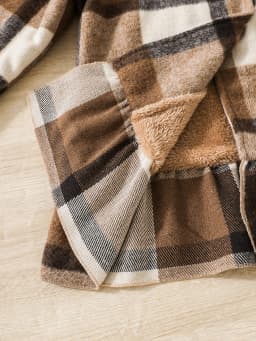 Autumn and Winter Children's Girls Fashion Lapel Plaid Button Long Sleeve Patchwork Small Skirt and Cashmere Warm Woolen Coat