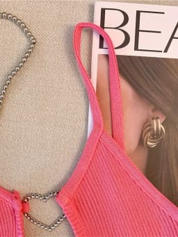 2026 New Sexy Solid Ribbed Crop Sleeveless Top - Back Heart Decor Cami Top for Women Perfect for Spring & Summer