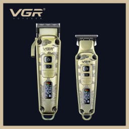 VGR V-643 High-End Men's Hair Clipper with Retro Metal Body, Professional Hair Trimmer with LCD Digital Display and Push Shear