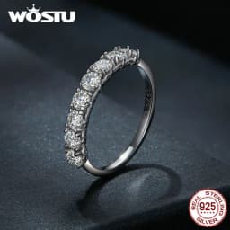WOSTU 0.8 ct D VVS1 Moissanite Classical Round Wedding Rings For Women 925 Sterling Silver 18K White Gold Ring Anniversary gift