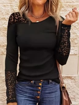Elegant Casual Woman T-Shirt Fashion Loose T-Shirt Woman Temperament Long sleeve T-Shirt Holiday Weekend
