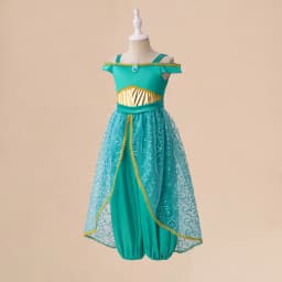 Elegnat Jasmine Princess Girls Dress Cosplay Green Exotic Birthday Dresses for Girl Fashion Holiday Children Costume Kid Clothes