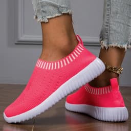 Women Flats Shoes Slip-on Fashion Breathable Walking Mesh Casual Shoes Sneakers Women Gym Vulcanized Tenis Shoes Female Footwear