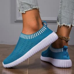 Women Flats Shoes Slip-on Fashion Breathable Walking Mesh Casual Shoes Sneakers Women Gym Vulcanized Tenis Shoes Female Footwear