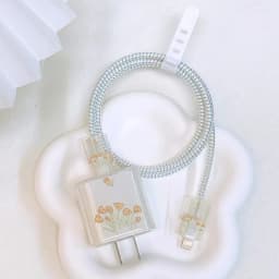 Transparent Soft Shell 18/20W Charger Protective Case for iPhone 14 13 Pro Max Love Heart Data Cable Management Cord Winder Kit
