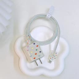 Transparent Soft Shell 18/20W Charger Protective Case for iPhone 14 13 Pro Max Love Heart Data Cable Management Cord Winder Kit