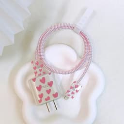 Transparent Soft Shell 18/20W Charger Protective Case for iPhone 14 13 Pro Max Love Heart Data Cable Management Cord Winder Kit