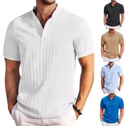 2025 Summer New Men's Quick-Drying Shirts Striped Jacquard Shirt Breathable Casual Comfortable Stylish Casual Short-Sleeved Top