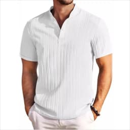 2025 Summer New Men's Quick-Drying Shirts Striped Jacquard Shirt Breathable Casual Comfortable Stylish Casual Short-Sleeved Top