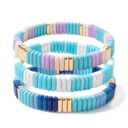 New Trendy 2x8mm Acrylic Bangle For Women Colorful Boho Elastic Rope Bracelets Hand Accessory