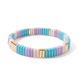 New Trendy 2x8mm Acrylic Bangle For Women Colorful Boho Elastic Rope Bracelets Hand Accessory