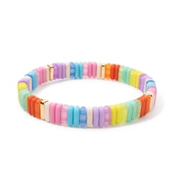 New Trendy 2x8mm Acrylic Bangle For Women Colorful Boho Elastic Rope Bracelets Hand Accessory