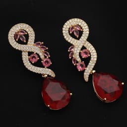 Womens Dangle Earrings Big Water Drop Long Shiny Zircon Dark Red Pink Luxury Jewelry Wedding Evening Party Female Gift