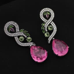 Womens Dangle Earrings Big Water Drop Long Shiny Zircon Dark Red Pink Luxury Jewelry Wedding Evening Party Female Gift