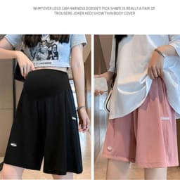 Summer Casual Maternity Short Pants Wide Leg Loose Straight Elastic Waist Belly Short Pants for Pregnant Women Pregnancy