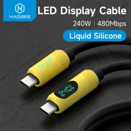 Hagibis USB C to USB C Cable with LED Display Type C Fast Charger Cable PD 240W Charging Cord for iPhone 16 17 Pro Macbook Pixel