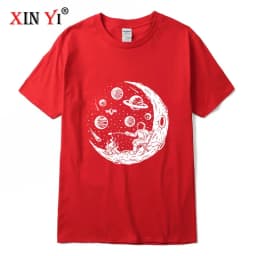 Men's T-shirt High Quality Cotton Blend Funny Astronaut Moon Barbecue Print Casual Loose Cool Men O-neck T-shirt Tee Tops