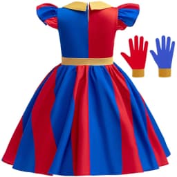 4-10Y Girls Princess Dress Summer New Patchwork Style Stripe Fashion Dress For Girls Party Performance Costumes With Gloves