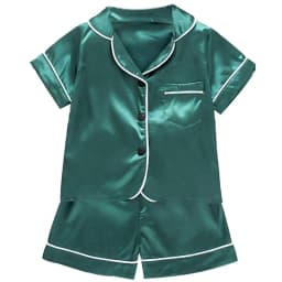 New Children's pajamas 0-5-year-old baby cartoon short sleeved pajama set with ice silk comfortable solid color home clothing