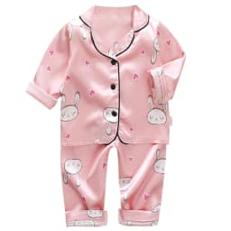 New Children's pajamas 0-5-year-old baby cartoon short sleeved pajama set with ice silk comfortable solid color home clothing