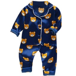 New Children's pajamas 0-5-year-old baby cartoon short sleeved pajama set with ice silk comfortable solid color home clothing