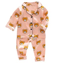 New Children's pajamas 0-5-year-old baby cartoon short sleeved pajama set with ice silk comfortable solid color home clothing