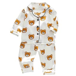 New Children's pajamas 0-5-year-old baby cartoon short sleeved pajama set with ice silk comfortable solid color home clothing